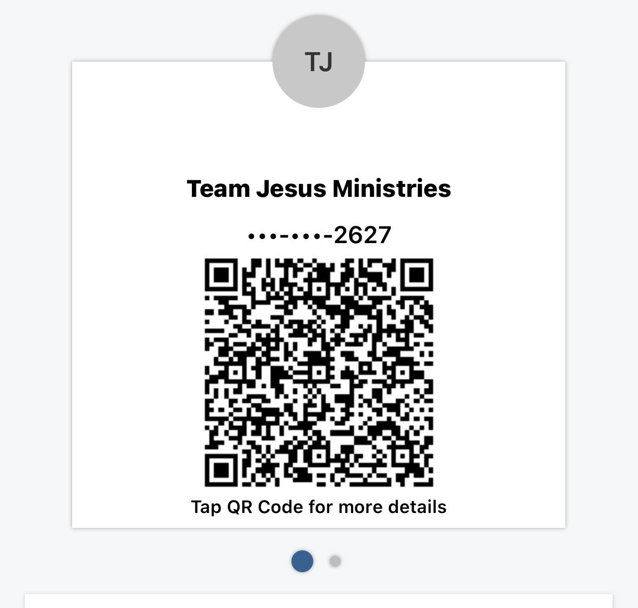 Team Jesus Ministries QR Code to Scan to Make a Donation